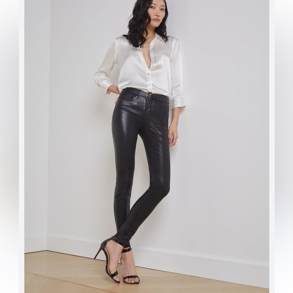 L'Agence Black Waxed Skinny Denim Size 28 - Picture 1 of 15